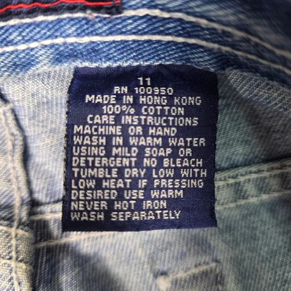 Y2K Vintage Jeans Embroidered Flower Trim Frayed Hem Denim Size 10 2000s Retro - Picture 12 of 16